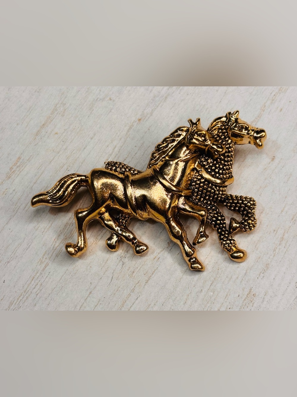 Gold Tone Rearing Horse Brooch Pin
